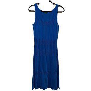LAUREN RALPH LAUREN Royal Blue Sleeveless Knit Midi Dress Sz S